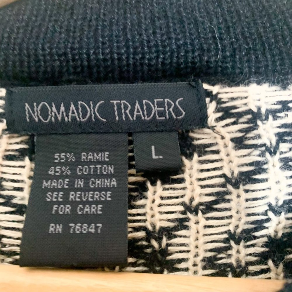 Nomadic Traders Diamond Geometric Button Fair Isle Cardigan, Size Large - Picture 3 of 4